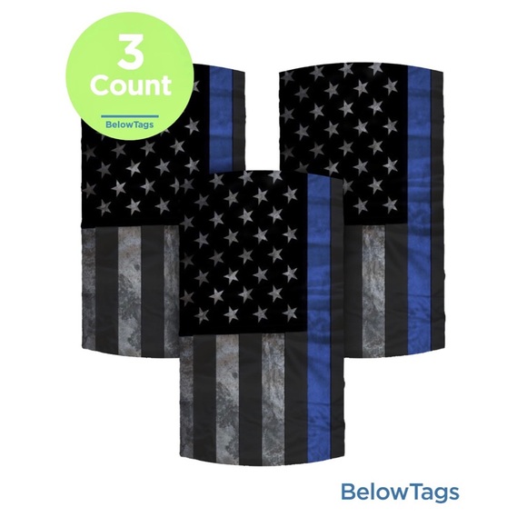 NWT 3-Pack Thin Blue Line Police Patriotic USA Neck Gaiter Balaclavas Bandanas - Picture 2 of 3